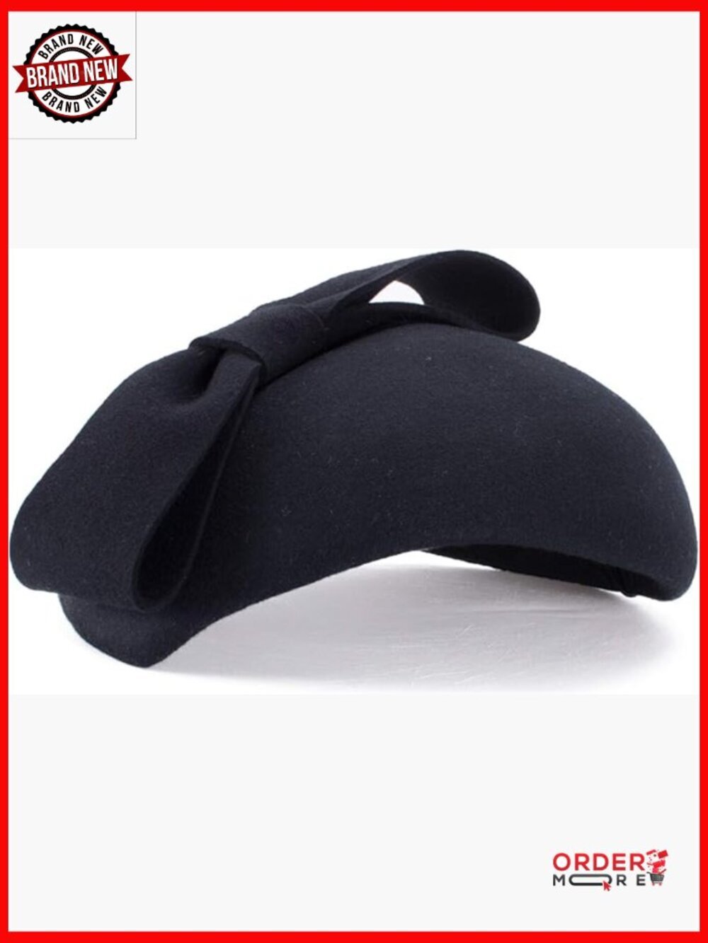 Vintage Wool Felt Teardrop Fascinator Beret Hat Derby Clip Adjustable A568